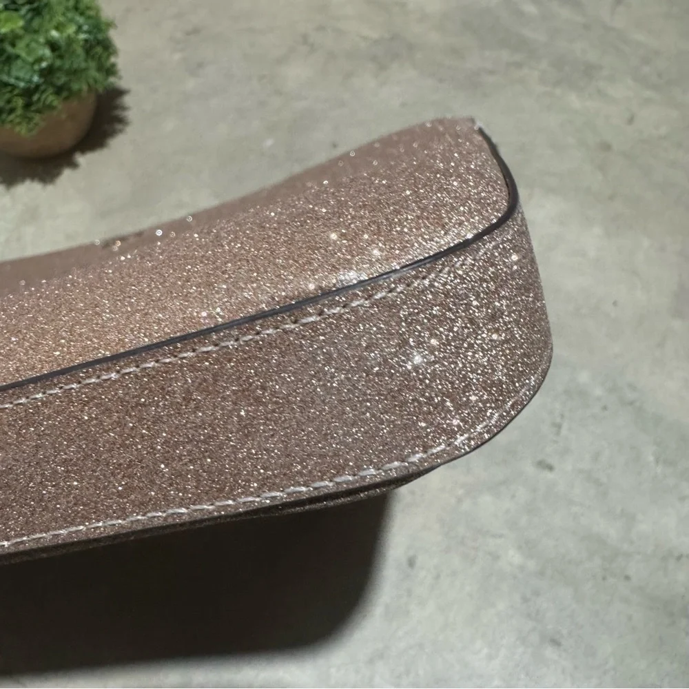 Kate Spade Rose Gold Glitter Sparkle Zipper Laptop Case Bag Holiday Festive Glam